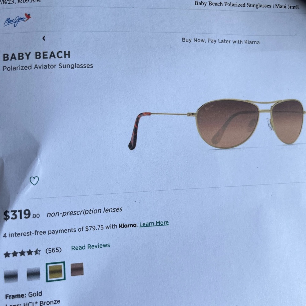 Brand new never worn Maui Jim sunglasses
